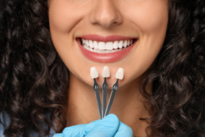 a patient during a cosmetic dentistry consultation