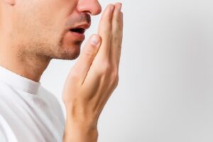a person with bad breath